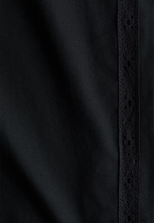 H&M - Lace-trimmed drawstring trousers - black