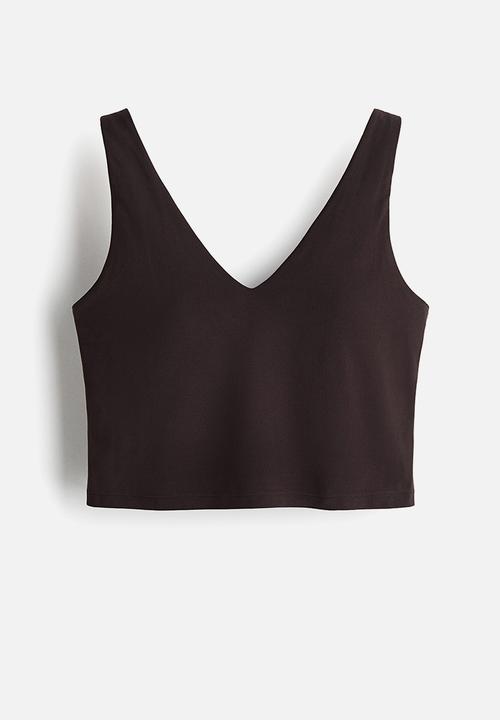 H&M - Cropped sports top with softmove™ - coffee bean brown