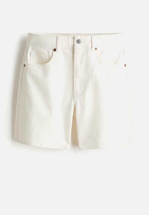 H&M - High-waisted denim shorts - cream