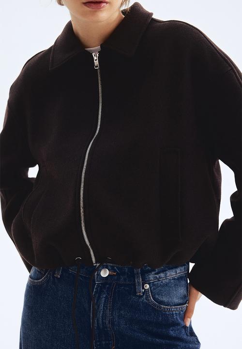 H&M - Short wool-blend jacket - dark brown