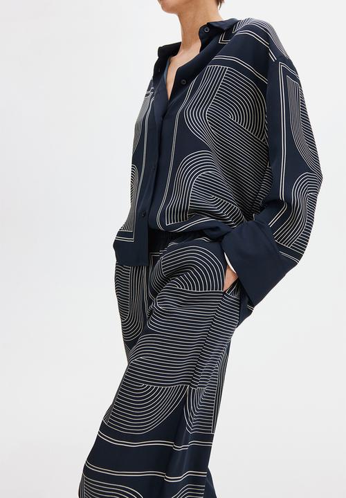 H&M - Pull-on trousers - dark blue/patterned
