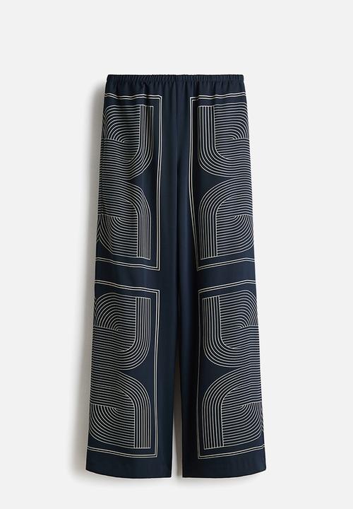 H&M - Pull-on trousers - dark blue/patterned