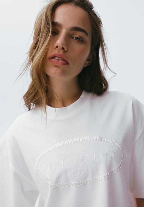 H&M - Oversized fit printed sports T-shirt - white