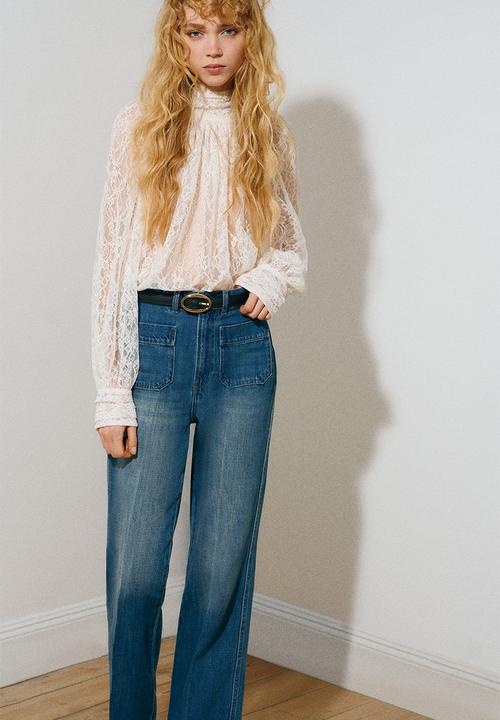 H&M - Straight high waist jeans - denim blue