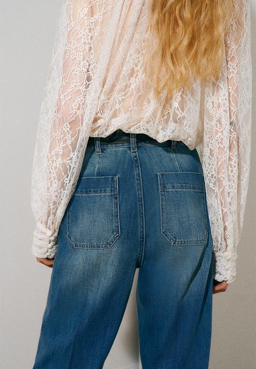 H&M - Straight high waist jeans - denim blue