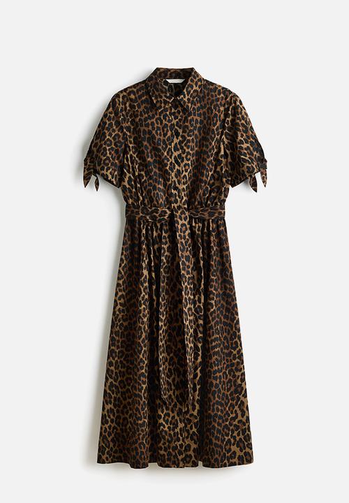H&M - Short-sleeved shirt dress - beige/leopard print