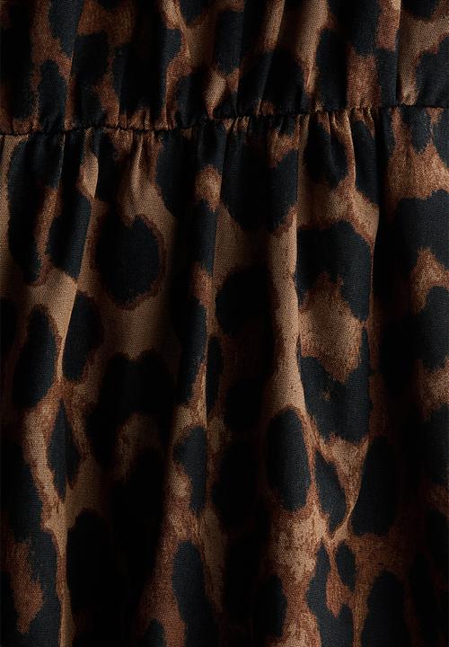 H&M - Short-sleeved shirt dress - beige/leopard print