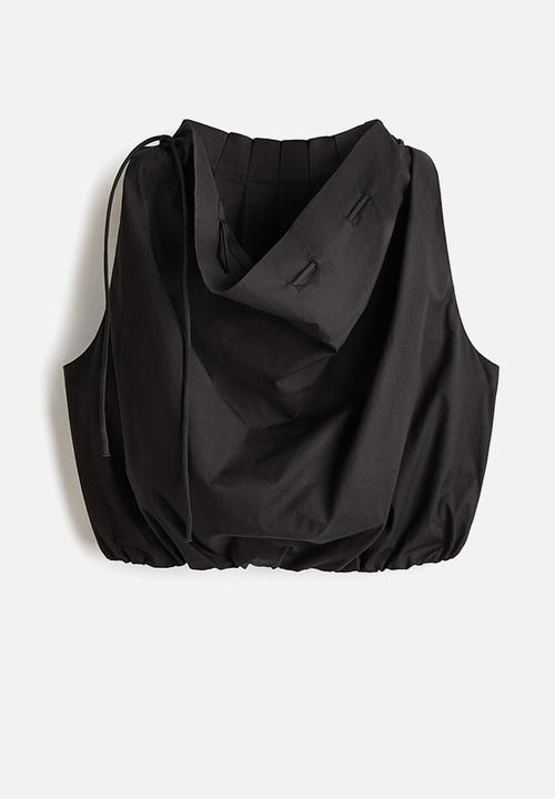 H&M - Drawstring-detail poplin top - dark grey