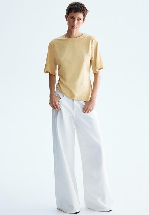 H&M - Draped T-shirt - light yellow