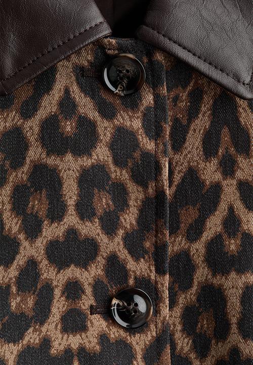 H&M - Twill car coat - brown/leopard print