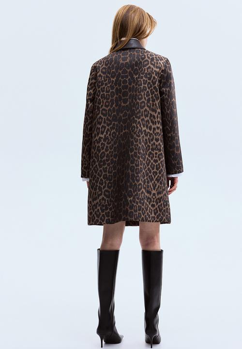 H&M - Twill car coat - brown/leopard print