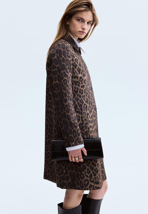 H&M - Twill car coat - brown/leopard print