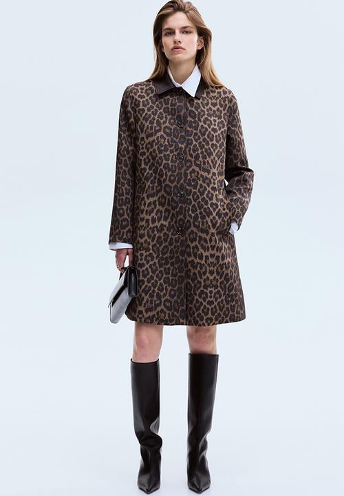 H&M - Twill car coat - brown/leopard print