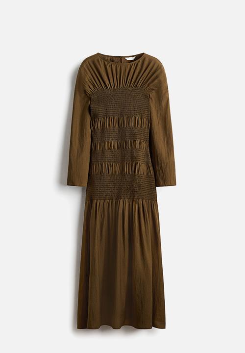 H&M - Smocked dress - dark khaki green
