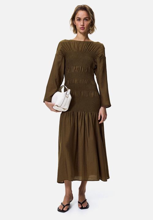 H&M - Smocked dress - dark khaki green