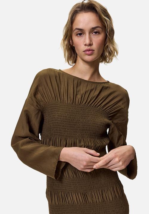 H&M - Smocked dress - dark khaki green