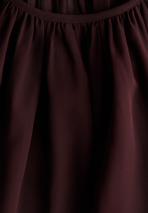 H&M - Sheer flounce-trimmed blouse - dark brown