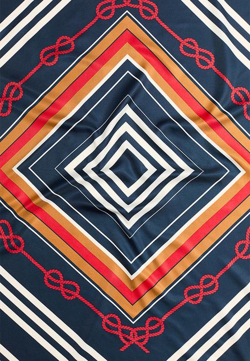 H&M - Patterned scarf - navy blue/knots