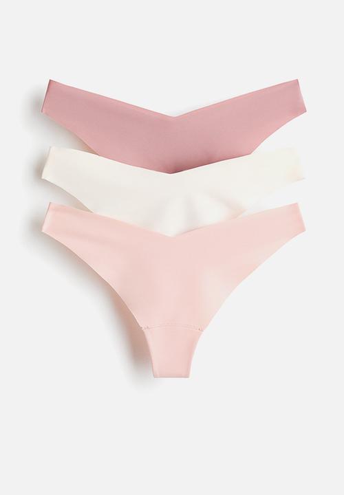 3-pack invisible thong briefs with lycra® - dusty pink/cream/light beige