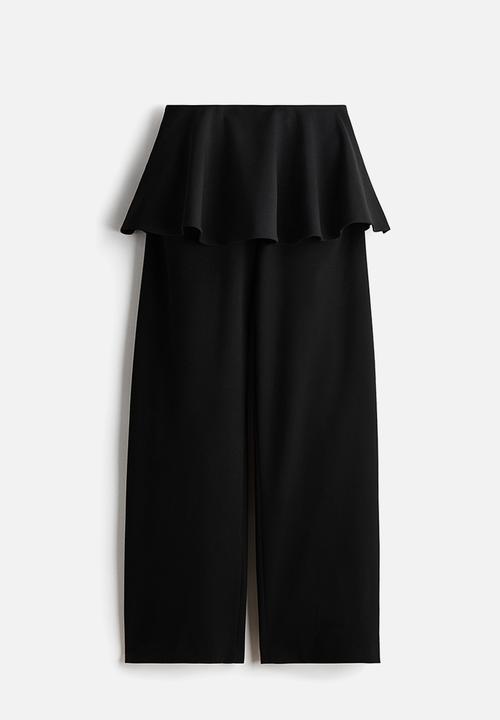 H&M - Skirt-layered barrel-leg trousers - black