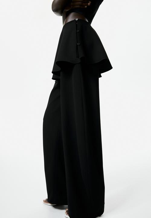 H&M - Skirt-layered barrel-leg trousers - black