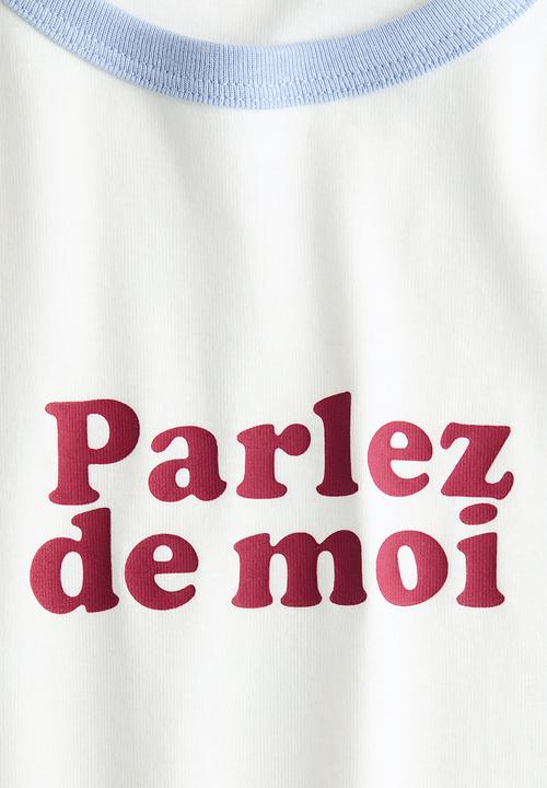 H&M - Print-motif t-shirt - white/parlez de moi