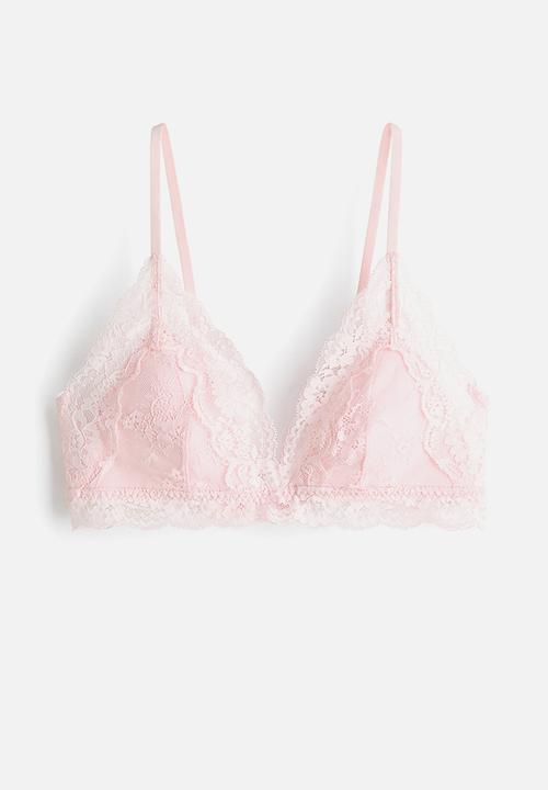 H&M - Padded soft lace bra - light pink