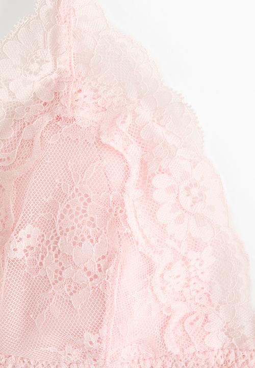 H&M - Padded soft lace bra - light pink