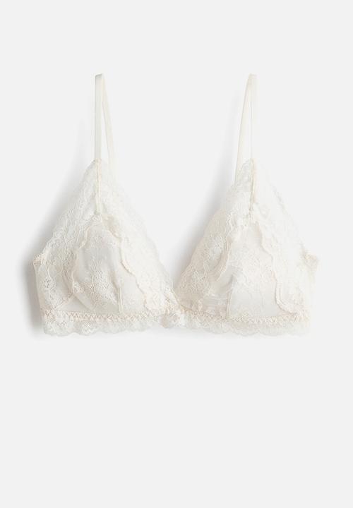 H&M - Padded soft lace bra - ivory