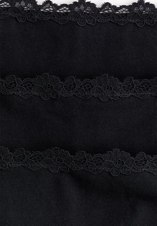 H&M - 3-pack lace-trimmed hipster briefs - black