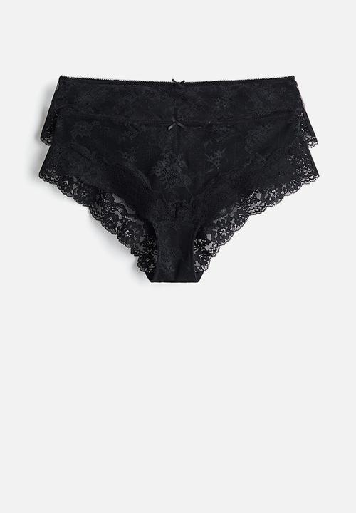 H&M - 2-pack lace hipster briefs - black