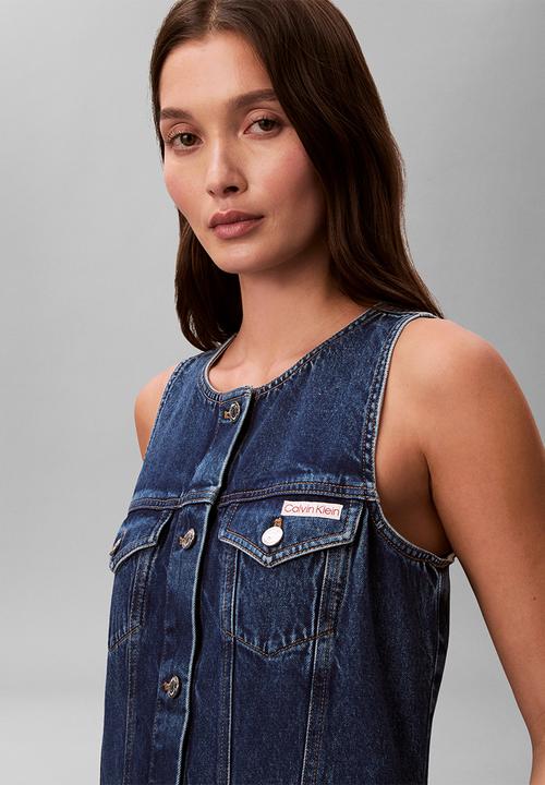 Calvin Klein - Whs slvls mini trucker dress madden blue - madden blue