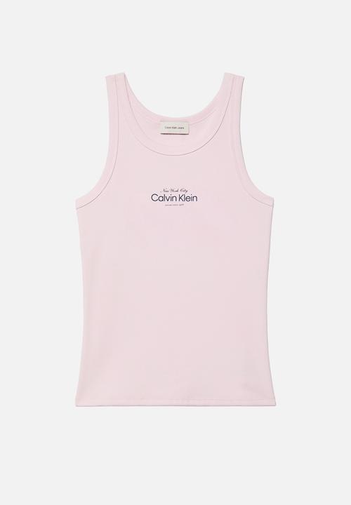 Calvin Klein - Contour 2x2 rib graphic tank - cradle pink
