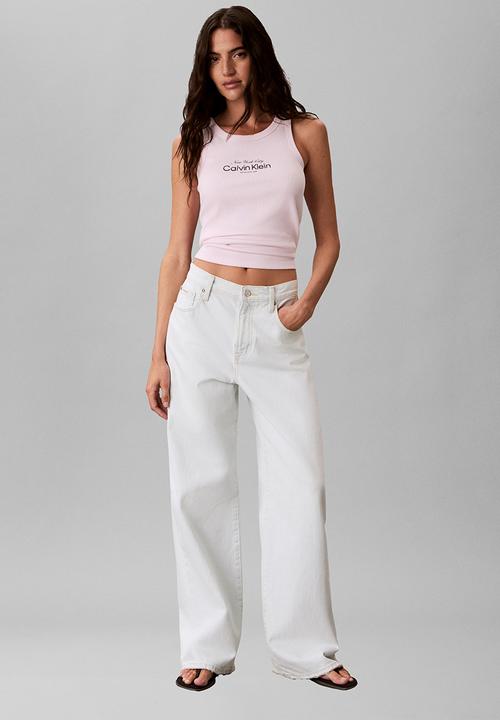 Calvin Klein - Contour 2x2 rib graphic tank - cradle pink
