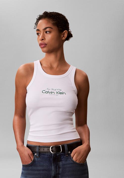 Calvin Klein - Contour 2x2 rib graphic tank - bright white