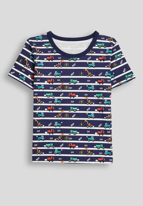 Pop Candy - Aop tee and plain shorts - navy stripes/navy