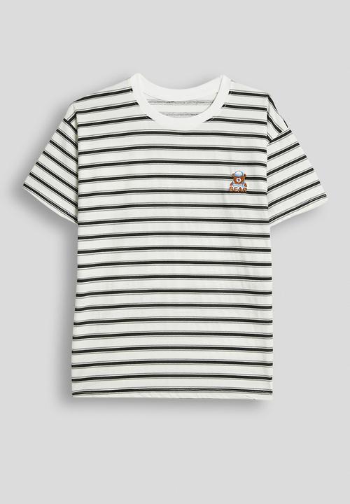 Pop Candy - Crew neck tee with shorts - black stripes/cream