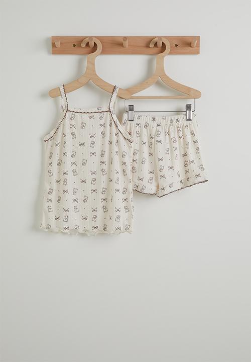 Pop Candy - Aop cami and shorts pj set - white