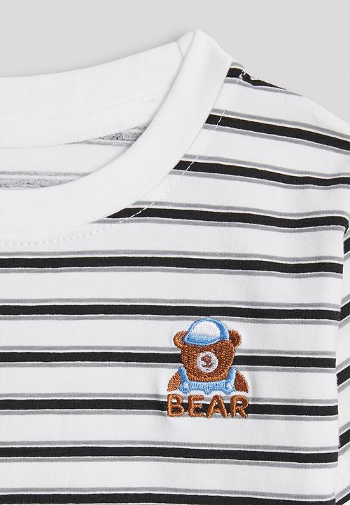 Pop Candy - Crew neck tee & shorts - black stripes & grey