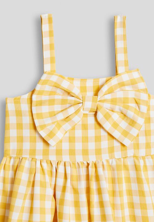 Pop Candy - Bow detail skater dress - yellow gingham