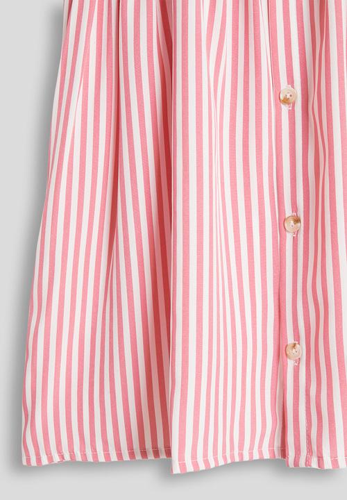 Pop Candy - Button-front puff sleeve dress - red stripes