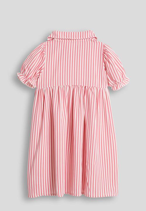 Pop Candy - Button-front puff sleeve dress - red stripes
