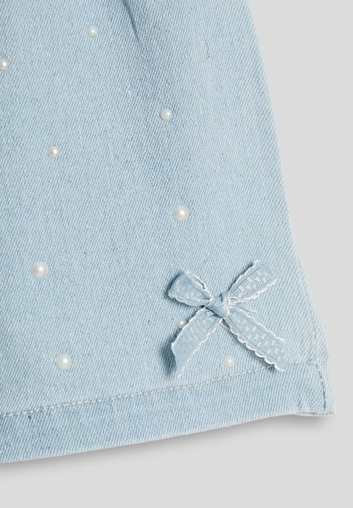 Pop Candy - Bow applique denim shorts - light blue
