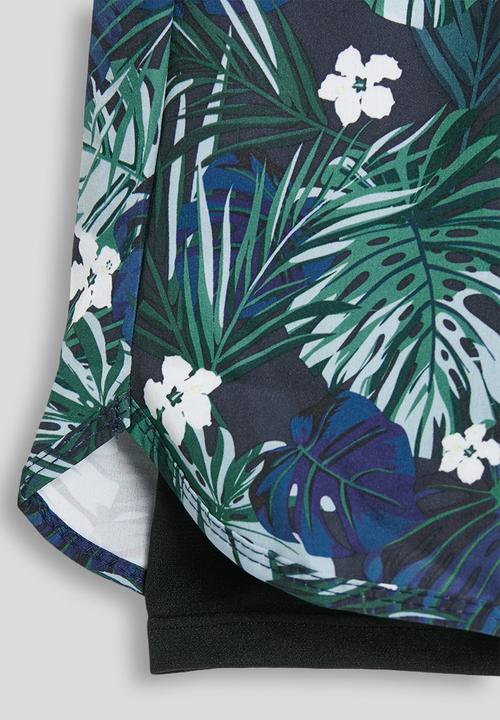 Pop Candy - 2-in-1 board shorts - navy/palm leaf aop