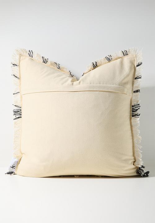 Sixth Floor - Woven Check Cushion Cover - Charcoal & Neutral
