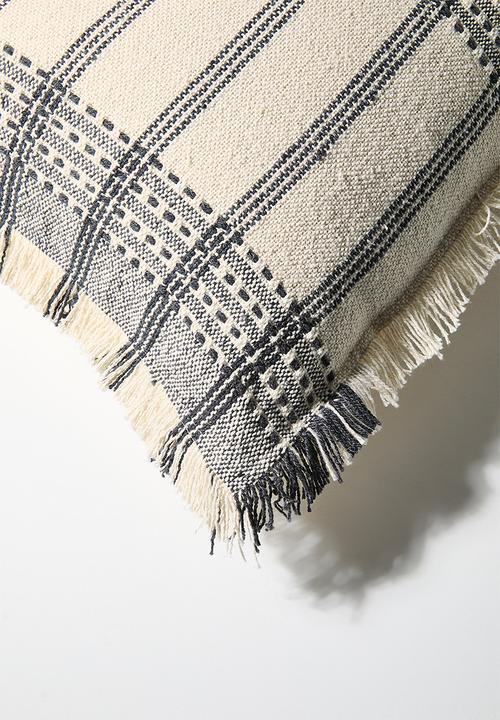 Sixth Floor - Woven Check Cushion Cover - Charcoal & Neutral