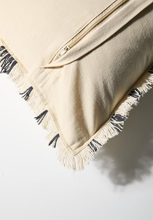 Sixth Floor - Woven Check Cushion Cover - Charcoal & Neutral