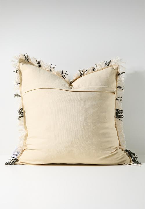 Sixth Floor - Woven Check Cushion Cover - Olive & Neutral