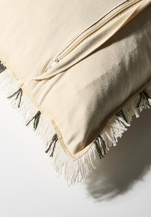 Sixth Floor - Woven Check Cushion Cover - Olive & Neutral