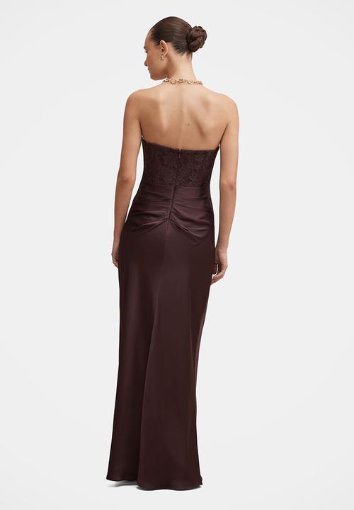 Forever New - Ivy lace corset drape maxi dress in dark chocolate